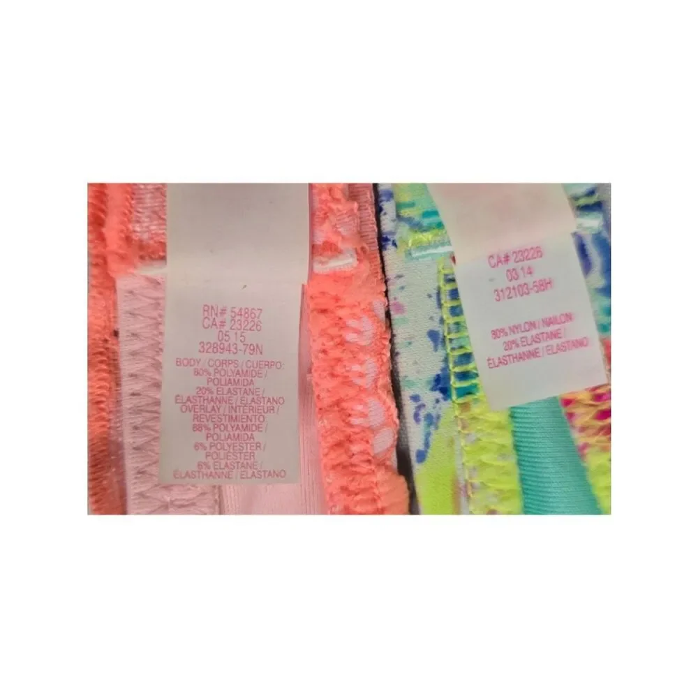 Floral & Coral Lace Bikini Top & Ruffles Halter top set of 2 Ties beach nautical